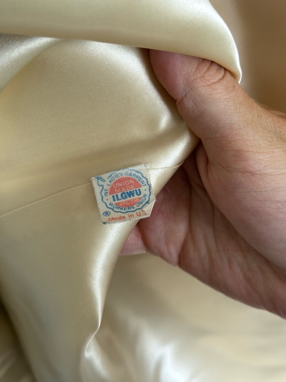 Vtg 90s Fleurette of California 100% Cashmere Cream Long Coat Double Breasted L - Picture 5 of 6